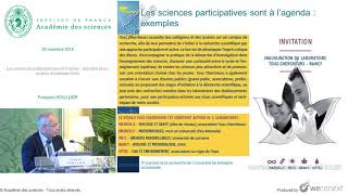 [Conférence] F. HOULLIER - Les sciences participatives en France : état des lieux, enjeux et persp