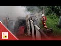 3 rentung kereta terbakar rempuh tembok jambatan