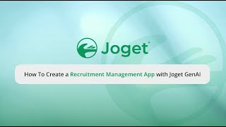 How To Create a Recruitment Management App with Joget GenAI