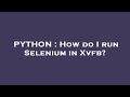 PYTHON : How do I run Selenium in Xvfb?
