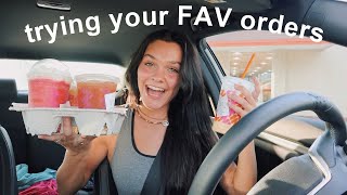 trying my subscribers FAVORITE Dunkin donuts drinks