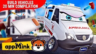 #appMink car animation – How To Build Cars f.t Ambulance Car, Crane Truck, Bus