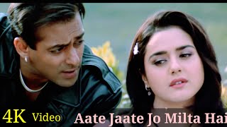 Aate Jaate Jo Milta Hai 4K Video Song | Salman Khan, Preity Zinta | Alka Yagnik, Sonu Nigam💘HD