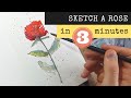 Really Easy Sketching - Watercolour Rose in 3 Minutes!