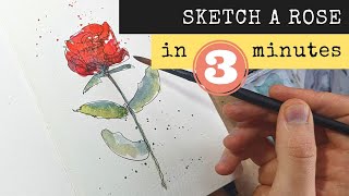 Really Easy Sketching - Watercolour Rose in 3 Minutes!