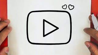 كيف ترسم شعار يوتيوب خطوة بخطوة / رسم سهل / تعليم الرسم للمبتدئين / youtube logo drawing