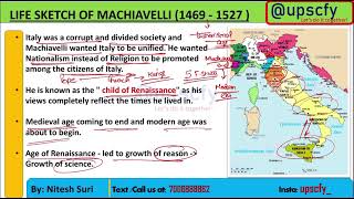 #PSIR LECTURE 10: #MACHIAVELLI | #FATHER OF #POLITICAL #SCIENCE | BY #NITESH SURI #UPSC #WPT #UPSCFY