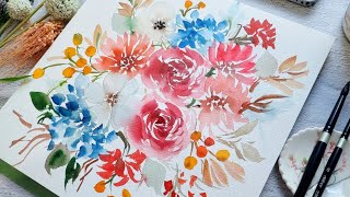 Experimenting with Cool and Warm Watercolor Florals for Autumn