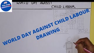 World Day Against  Child Labour Drawing.  World Day Child Labour Poster. Stop Child Labour Draw.