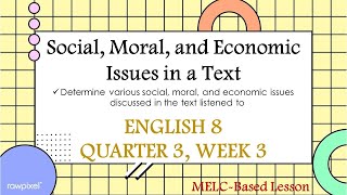 Determine Social, Moral, and Economic Issues in a Text | English 8 | Quarter 3 | MELC-BASED LESSON