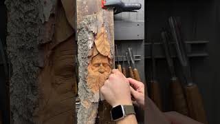 Carving a Greenman in Cottonwood Bark #aleclacasse #woodworking #wood #woodcarving #carving #art