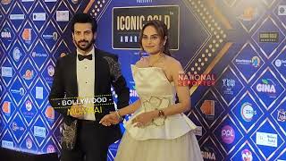 Karan Veer Mehra \u0026 Shruti Arjun Grand Entry At Red Carpet of Iconic Gold Award 2025 | Karan Mehra