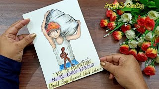 World Day against child labour Drawing /How to draw stop child day poster /Stop Child Labour Drawing
