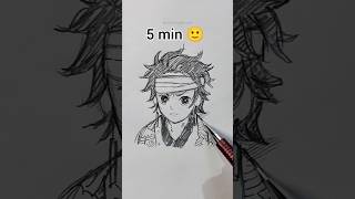 How to Draw Tanjiro 👺 in 10sec, 10min, 10hrs #shorts