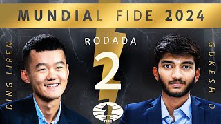 GUKESH BUSCA A REVANCHE AO VIVO - MUNDIAL de XADREZ 2024 - RODADA 2