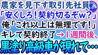 【感動する話】農家を下請けと勘違いし見下す大手取引先のエリート社員「生意気な口ききやがって。契約切るぞｗ」俺「これ以上安くは卸せません」→1週間後、ハウスの目の前に黒塗りの高級車が現れて…【泣ける