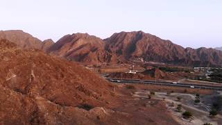 A small town and beautiful Al-Hajar Mountains of Fujairah, UAE