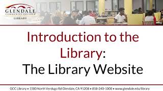 Introduction to the Library: The Library Website