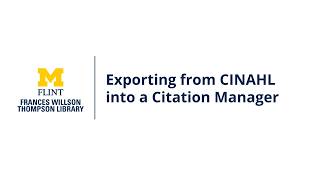 Exporting from CINAHL into a Citation Manager