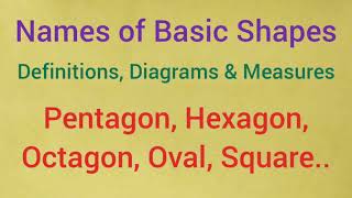 Names of Basic Shapes | Definitions, Diagrams \u0026 Measures | Pentagon | Hexagon | Octagon | Square |