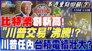 比特幣創新高！ 特斯拉大漲15%！ ＂川普交易＂沸騰！？ 輝達飆市值破3.6兆美元！川普任內台積電續壯大？｜20241104-20241108【本週重點回顧 下】