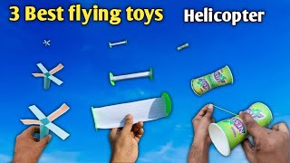 3 Best flying paper toys| paper spinning toys| paper helicopter making | best helicopters