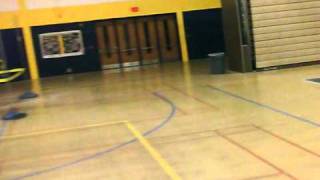 ParkZone UM P-51D Mustang indoor on-board video -- Saline Middle School gym