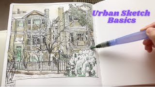 The Basics of Urban Sketching: Seeing in Layers ✏️ Full Process Winter Scenery Tutorial by Becky Cao