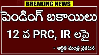 పెండింగ్ బకాయిలు 12 వ PRC, IR లపై ఆర్థిక మంత్రి ప్రకటన