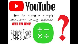 How to make a simple calculator using notepad in PC | All IN ONE |