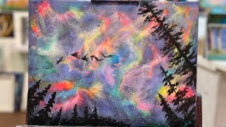 Acrylic Painting Tutorial “Iridescent Sky” full length, step by step 🎨