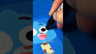 Drawing Gumball Watterson on a CARD with Posca Markers! #shorts