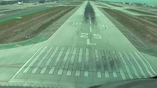 KLM Boeing 747-400 landing Runway 25L LAX (Cockpit View)