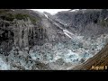 time lapse images of alaska glacial lake basin during outburst flood