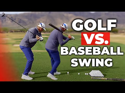 How is a baseball swing similar to a golf swing?