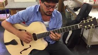 Pasquale Grasso playing an unfinished archtop Valle Guitar.