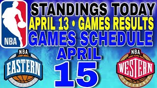 nba standings today April 13, 2024 | games results | games schedule April 15, 20