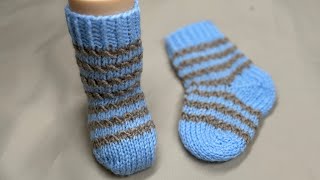 Hand Knitted Socks for new born babies (0-3)months old detail tutorial