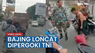 Bajing Loncat Dipergoki TNI Nekat Curi Bawaan Truk di Jalan Ramai