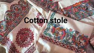 Madhubani painting men's cotton stoles