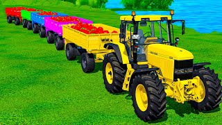 HARVESTING NEW BELL PEPPER  WITH JOHN DEERE COLORED TRACTORS \u0026 HARVESTERS - Farming Simulator 22