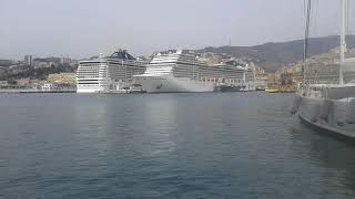 নোঙর করা দুটি বড় জাহাজ | Anchored two big ships | Port of Genovea,Italy.