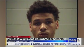 Inmate mistakenly released returned