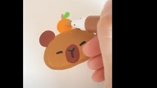 Video 5 Lesson Learn to Draw Capybara Cute orange on head , marker drawing #capybaradrawing