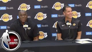 [FULL] Magic Johnson and Rob Pelinka press conference: On LeBron, Lonzo and more | NBA on ESPN