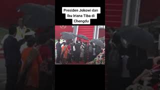 penyambutan kedatangan presiden jokowi di bandara cengdu...