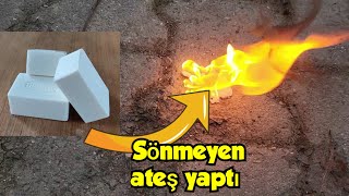 Sabunla sönmeyen ateş yaptı, kamp ateşi yapımı