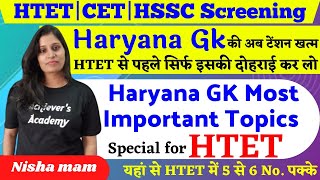 HARYANA GK MOST IMP TOPICS FOR HTET EXAMS BY NISHA SHARMA