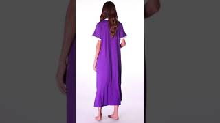 Ekouaer Sleepwear Women’s Nightshirt Short Sleeve Nightgown Ultra-Soft Full Length Sleep Dress