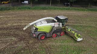 part 1 Cornharvest 2022 dronefootage Jennissen Claas jaguar 990 terra trac + 5 fendt + kaweco